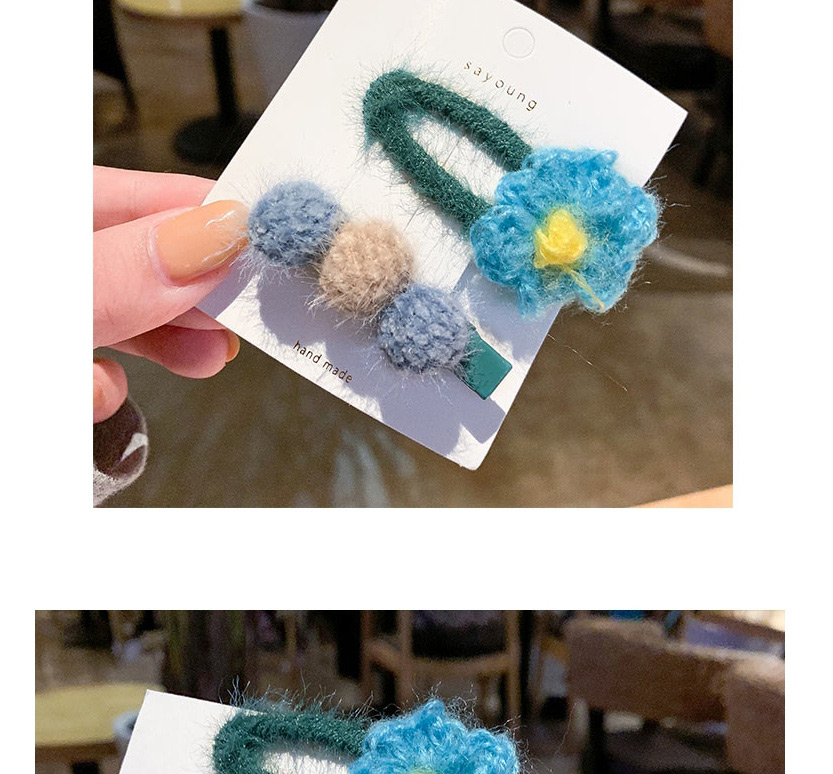  Blue Flower Clip Wool Flower Clip  Alloy,Hairpins