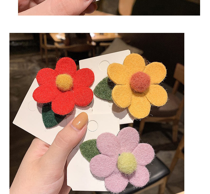  A Yellow Flower Plush Top Clip  Alloy,Hairpins