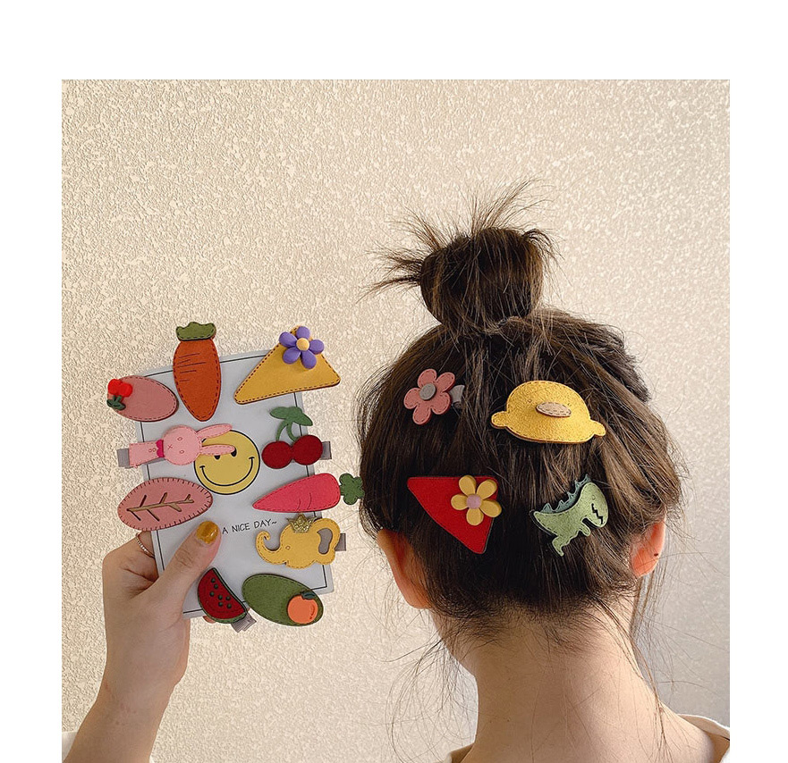  L Color Mixing Flower Set Of 5 Cartoon Animal Child Hair Clip  Alloy,Hairpins