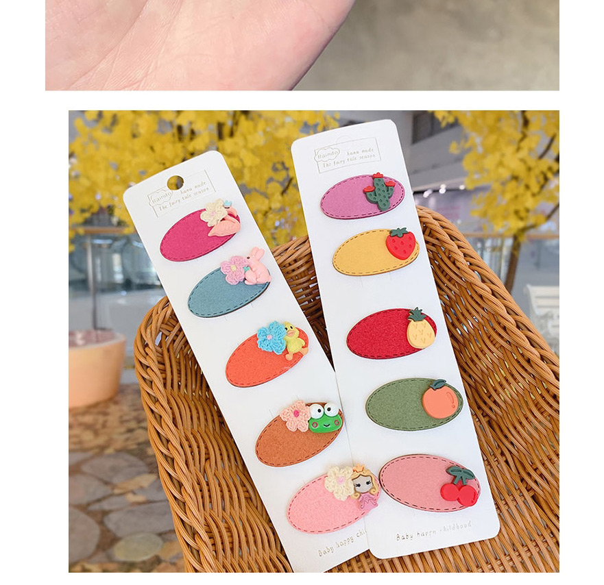 D Mixed Color Triangle Flower Set Of 5 Cartoon Animal Child Hair Clip  Alloy,Hairpins