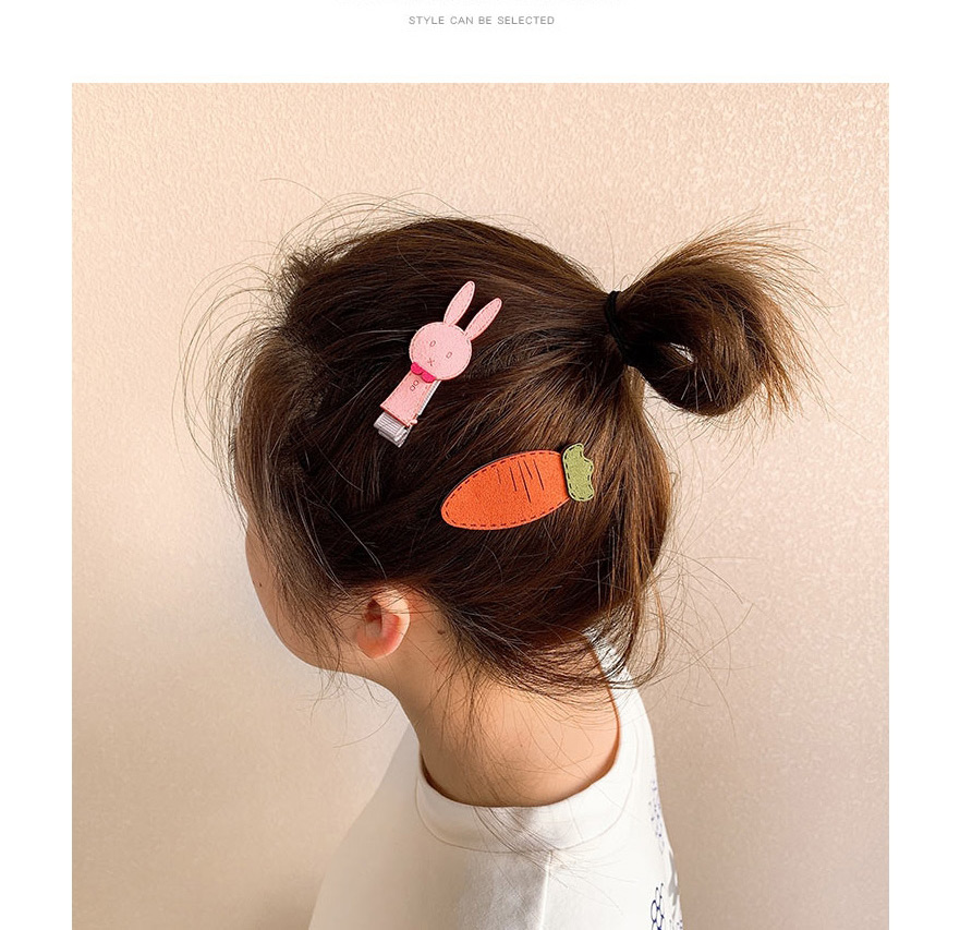  A Mixed Color Bunny Carrot Set Of 5 Cartoon Animal Child Hair Clip  Alloy,Hairpins