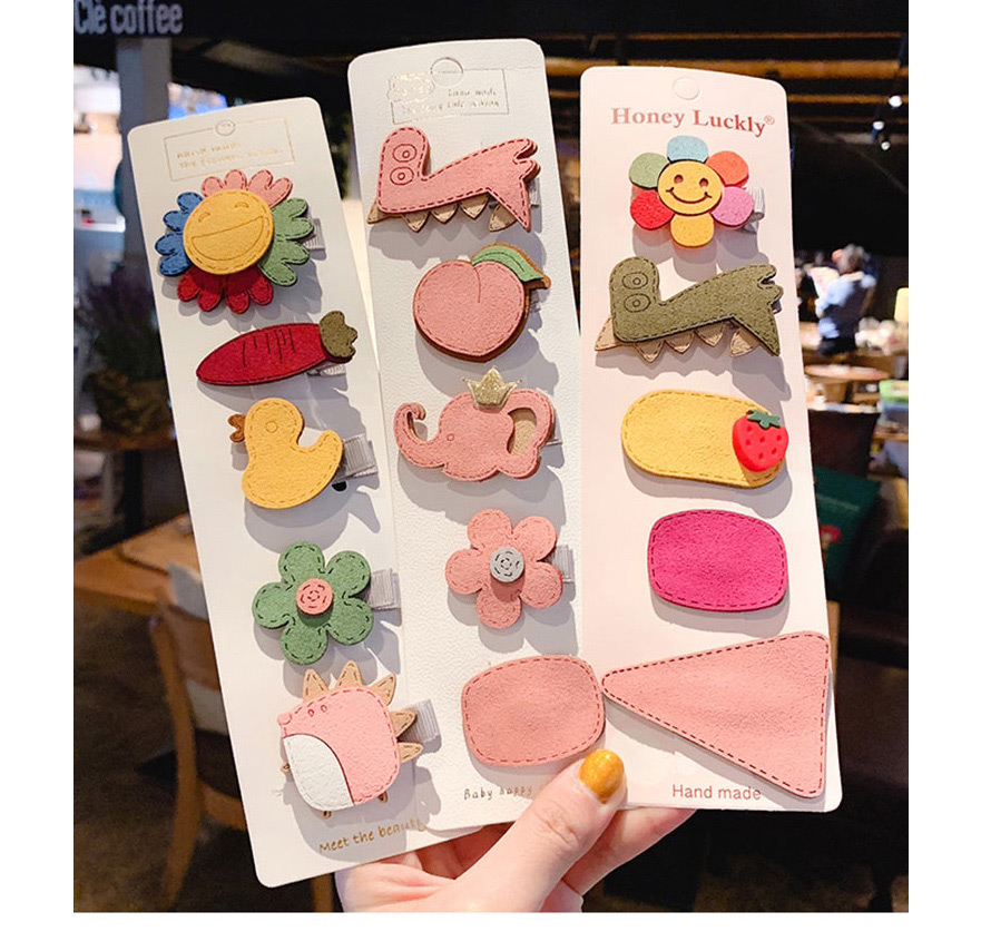  K Color Mixed Oval Cartoon Pattern Set Of 5 Cartoon Animal Child Hair Clip  Alloy,Hairpins