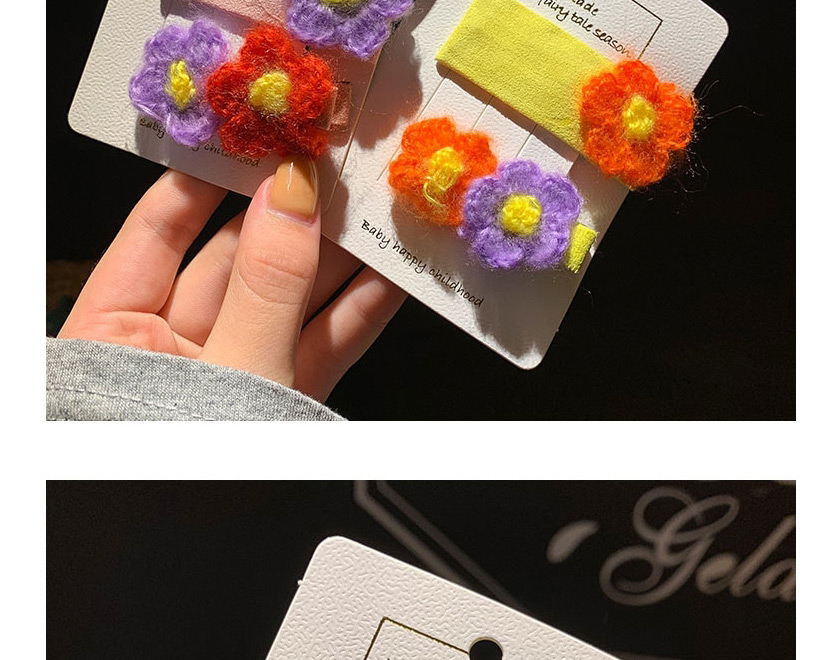  Yellow/pair Wool Flower Children