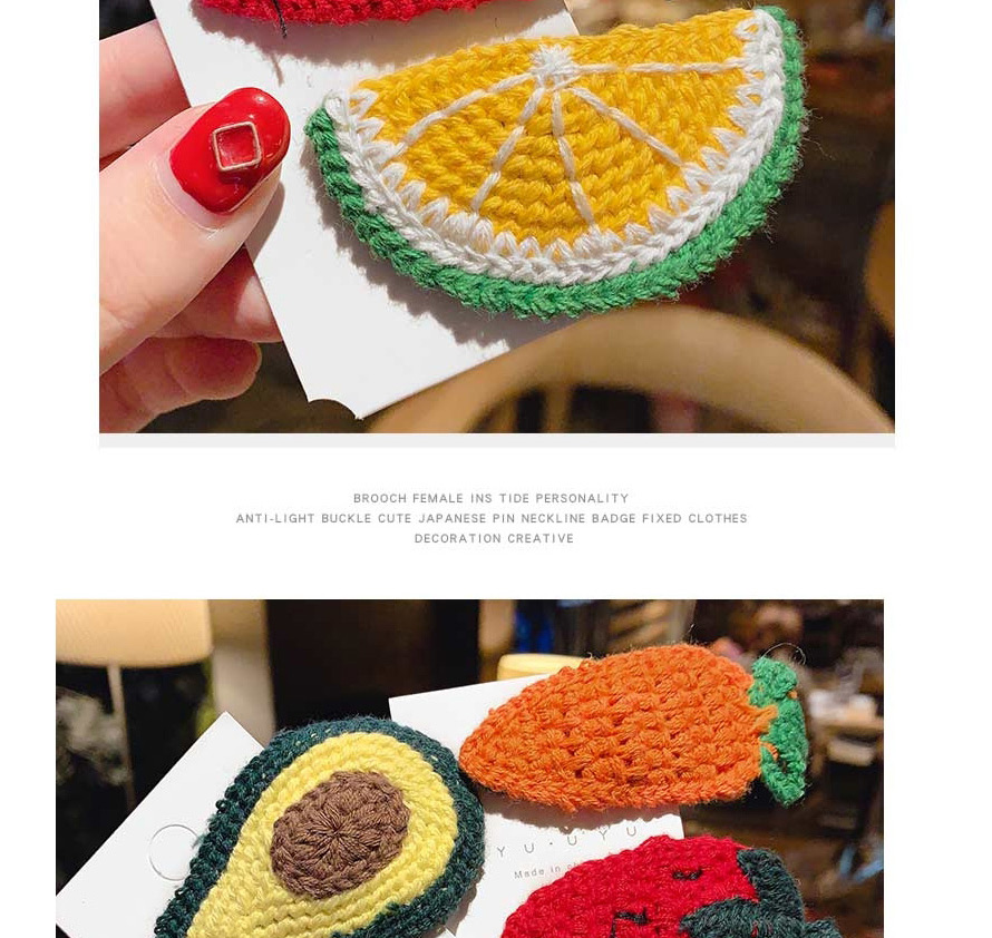  Avocado / Bb Clip Fruit Wool Knit Hair Clip  Alloy,Hairpins