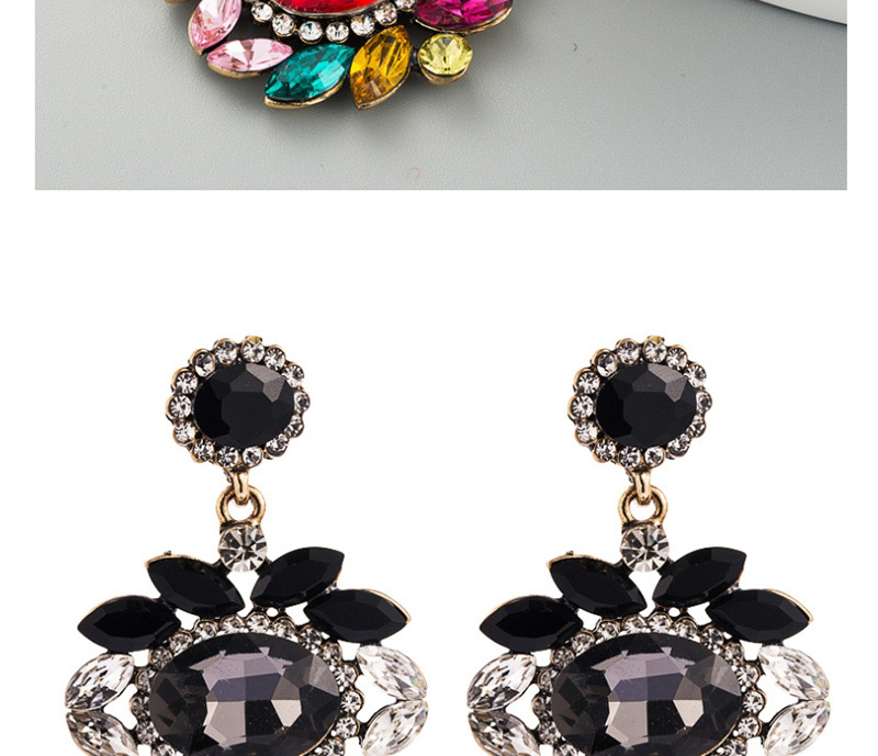  Pink Alloy Glass Rhinestone Flower Earrings,Drop Earrings