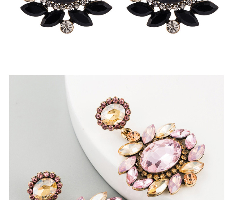  Color Alloy Glass Rhinestone Flower Earrings,Drop Earrings