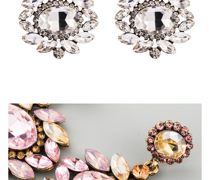  Brown Alloy Glass Rhinestone Flower Earrings,Drop Earrings