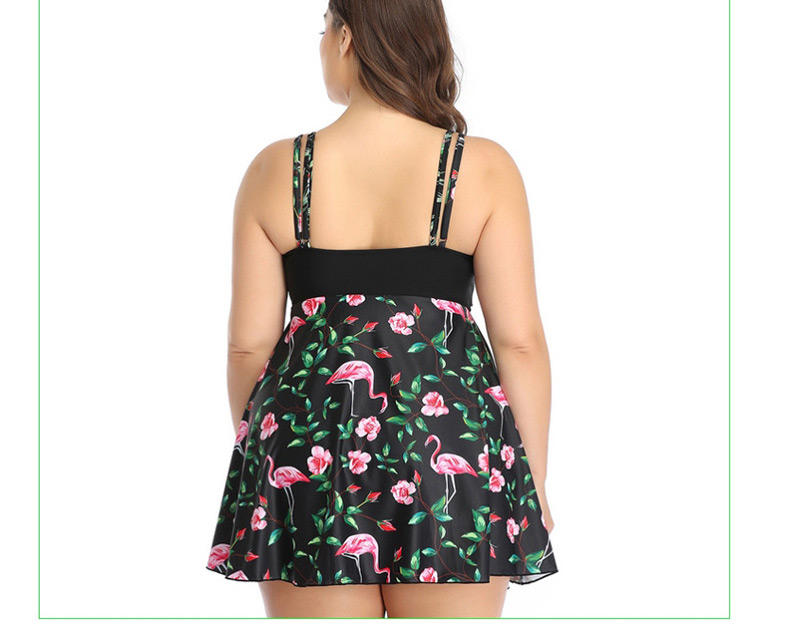 Fashion Flamingo Printed Skirt Split Swimsuit,Swimwear Sets