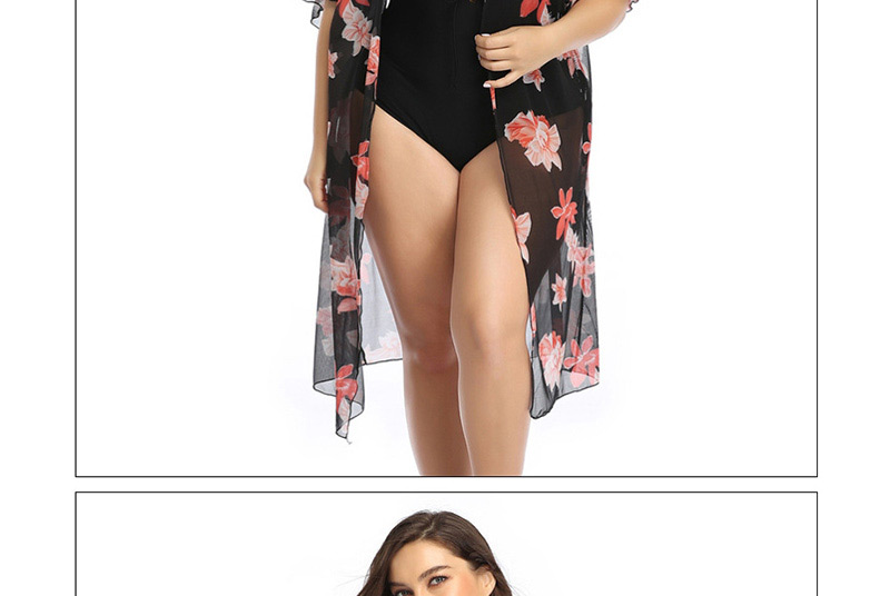 Fashion Sun Flower Mesh Print Long Blouse,Bikini Sets