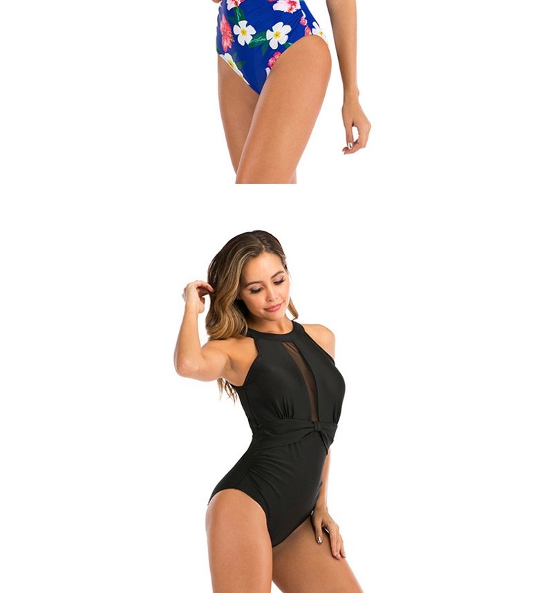 Fashion Green Mesh Plant Print One-piece Swimsuit,One Pieces