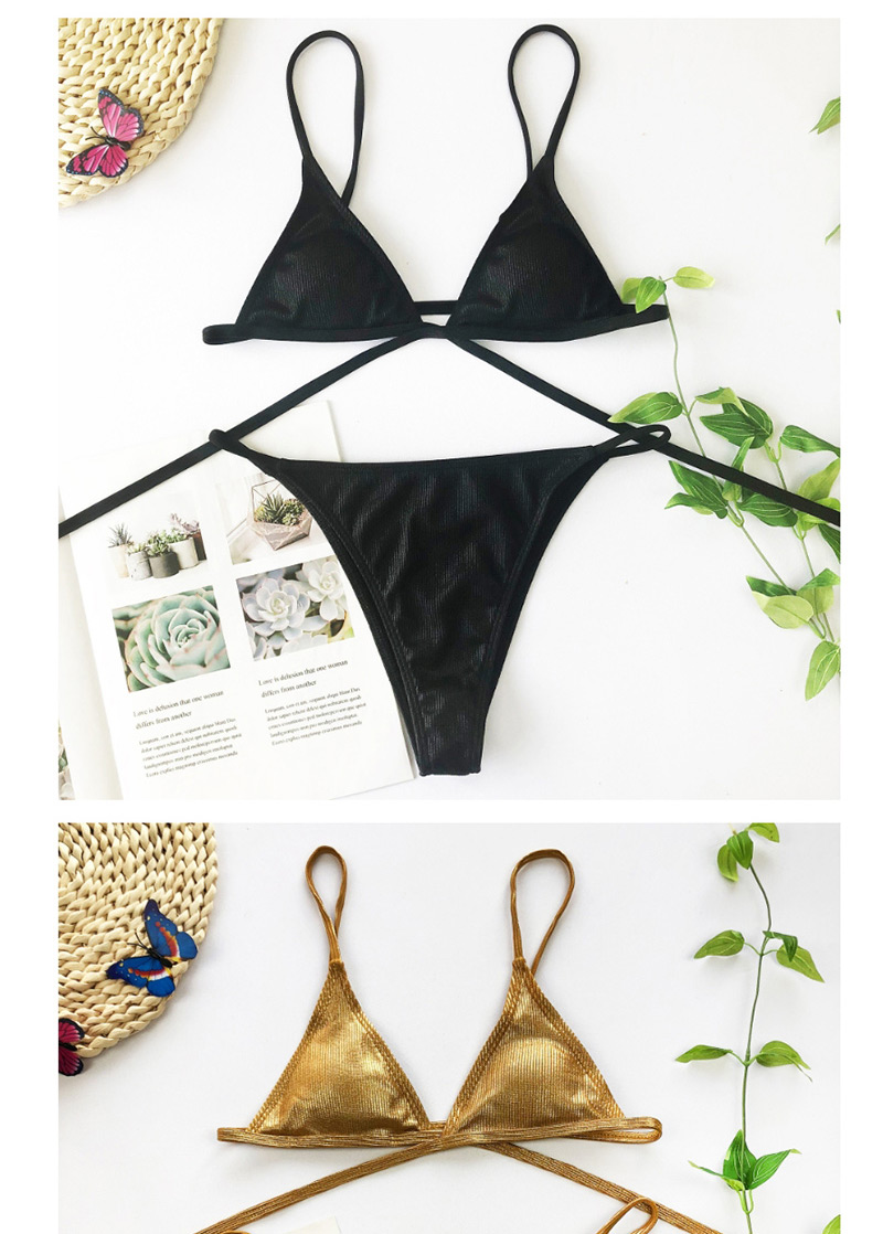 Fashion Black Pit Straps Split Swimsuit,Bikini Sets