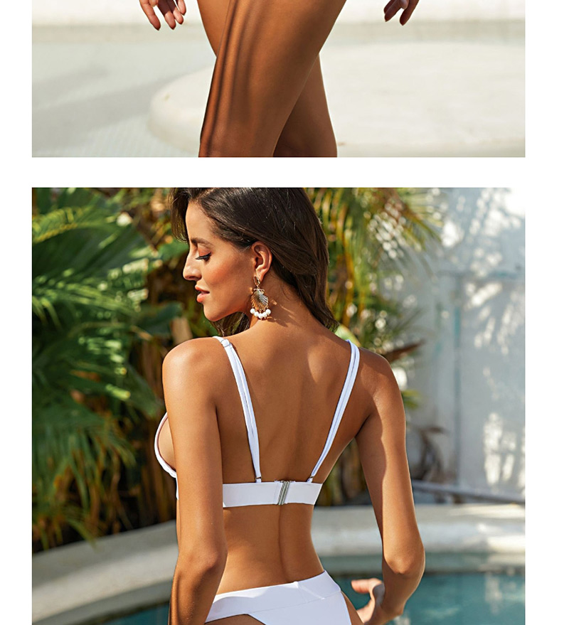 Fashion White Metal Buckle Split Swimsuit,Bikini Sets
