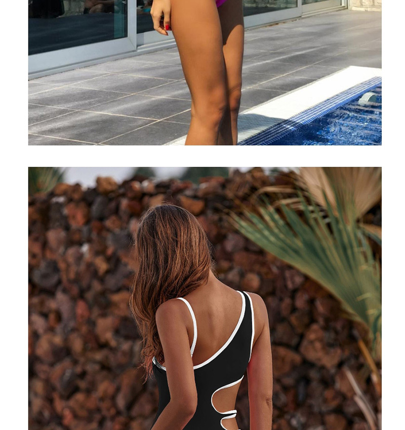 Fashion Black Lace-up Irregular Flower-shaped One-piece Swimsuit,One Pieces