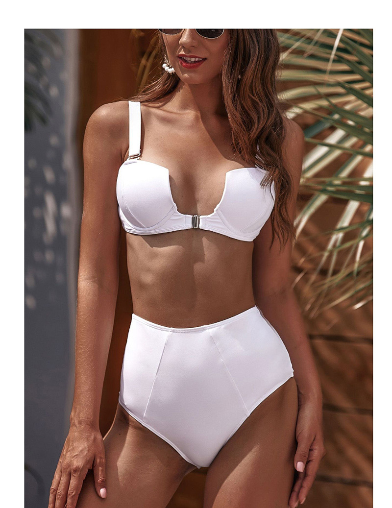 Fashion White Hard Bag High Waist Split Swimsuit,Bikini Sets
