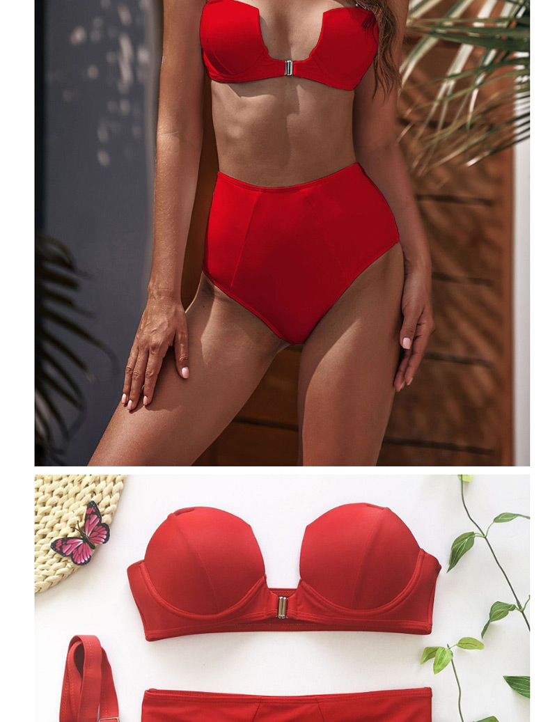 Fashion Red Hard Bag High Waist Split Swimsuit,Bikini Sets