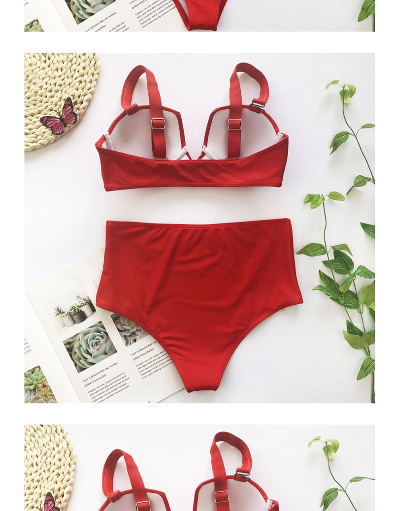 Fashion Red Hard Bag High Waist Split Swimsuit,Bikini Sets