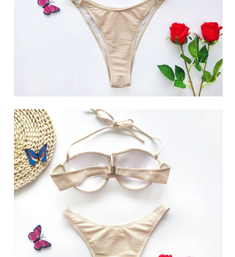 Fashion Khaki Hard Cup Gathers Four-leaf Clover Steel Bikini,Bikini Sets