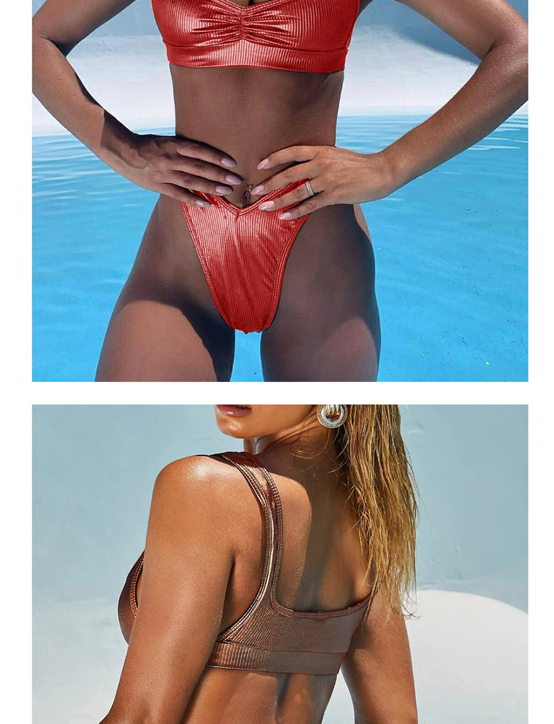 Fashion Red Shiny Pit Split Swimsuit,Bikini Sets