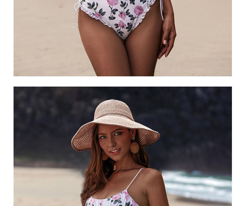 Fashion White Pleated Flowers Ruffled Bikini,Bikini Sets