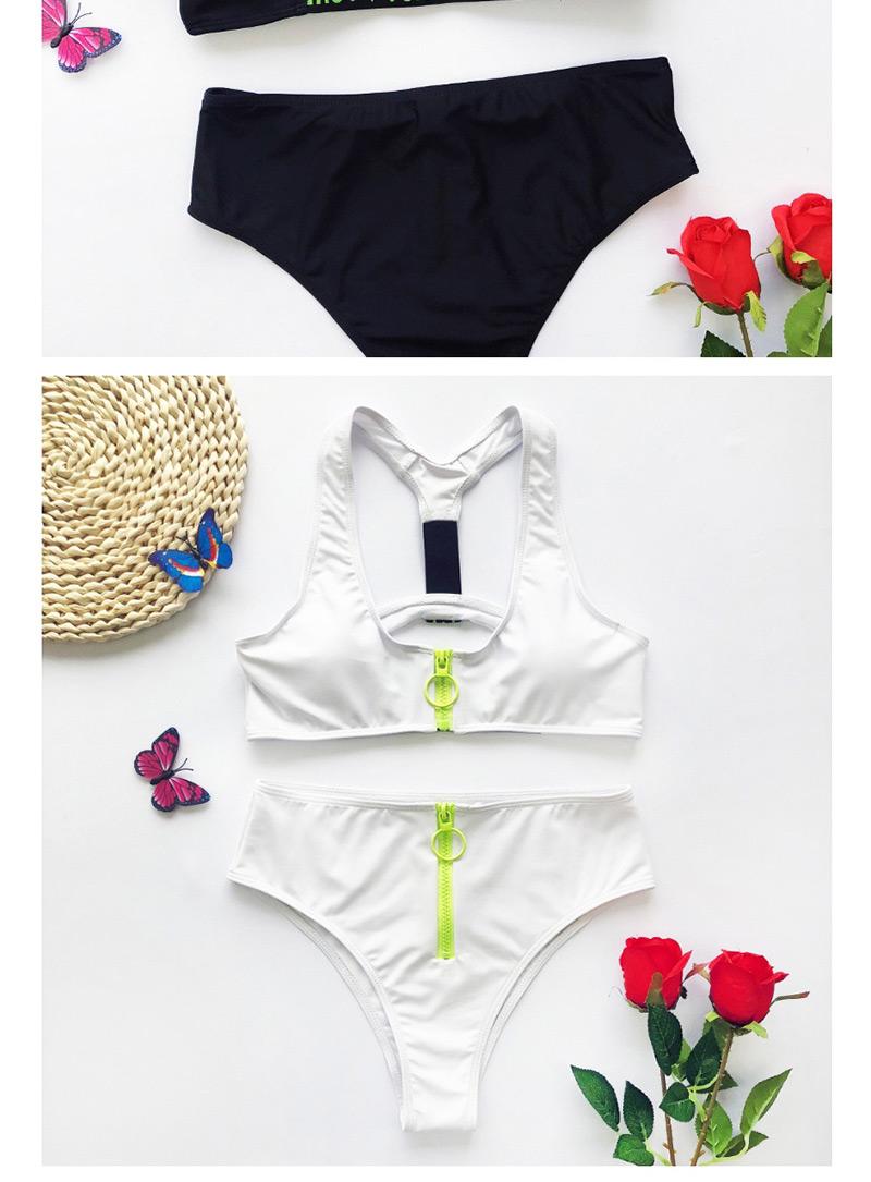Fashion White Love Zip Bikini,Bikini Sets