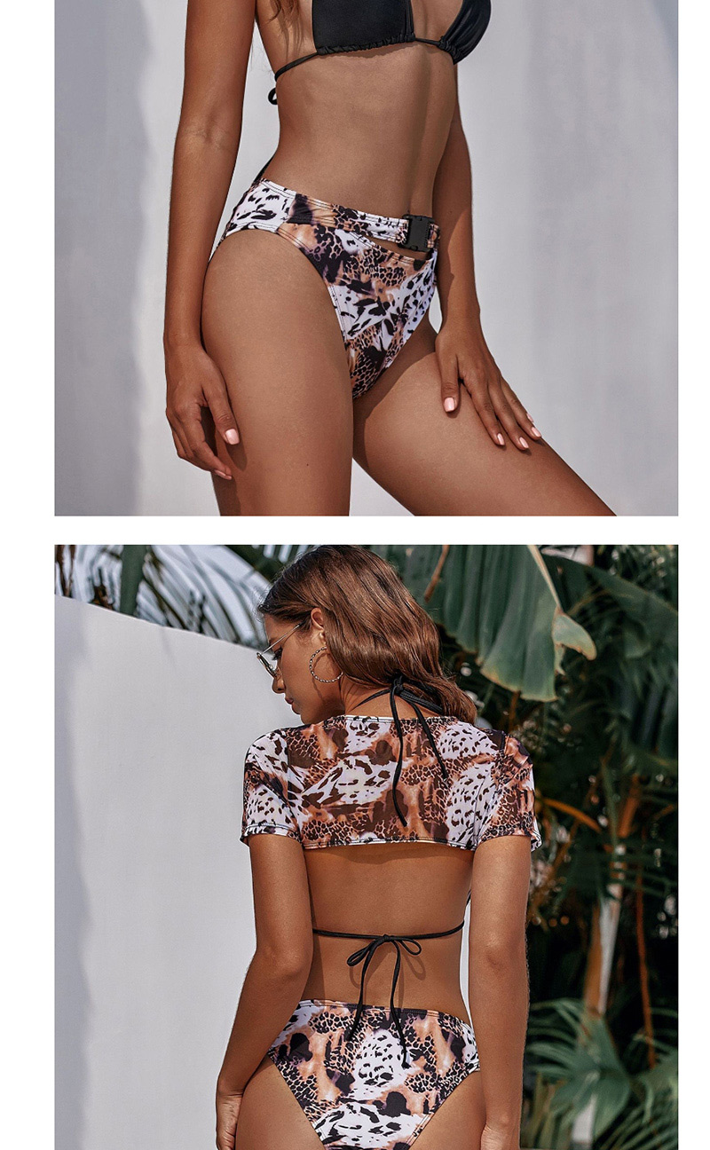 Fashion Black Leopard Mesh Shawl Socket Bikini Three Piece Set,Bikini Sets