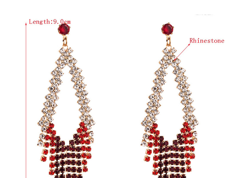 Fashion Red Tassel Drop Diamond Stud Earrings,Drop Earrings