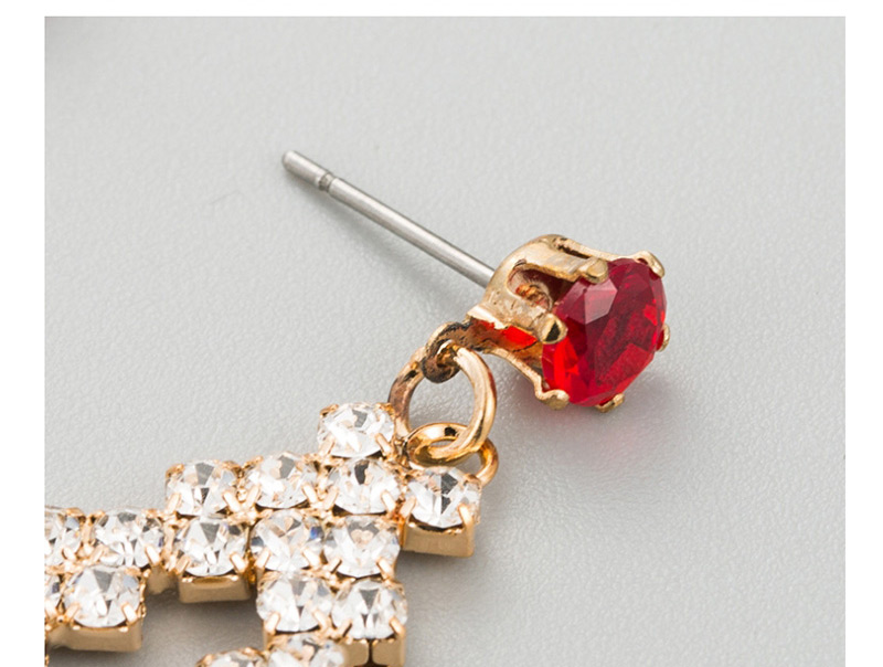Fashion Red Tassel Drop Diamond Stud Earrings,Drop Earrings