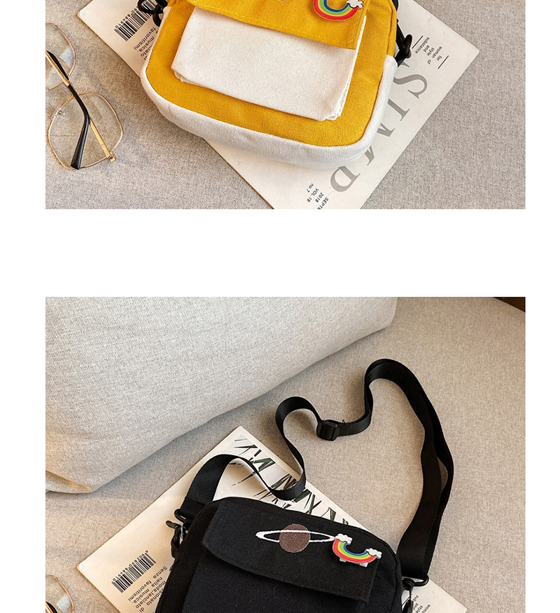 Fashion Yellow Canvas Contrast Stitching Print Crossbody Bag,Shoulder bags