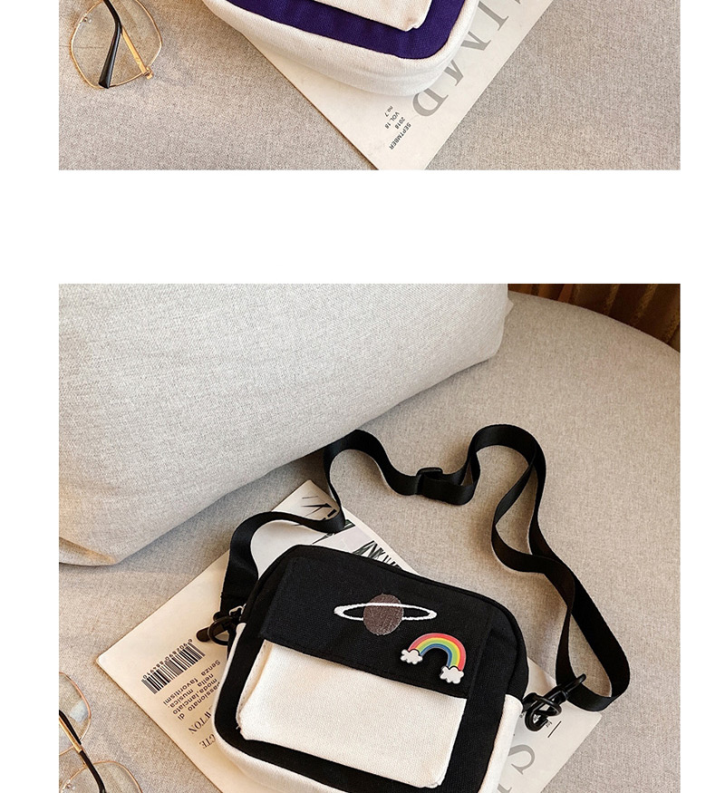 Fashion Fuchsia Canvas Contrast Stitching Print Crossbody Bag,Shoulder bags