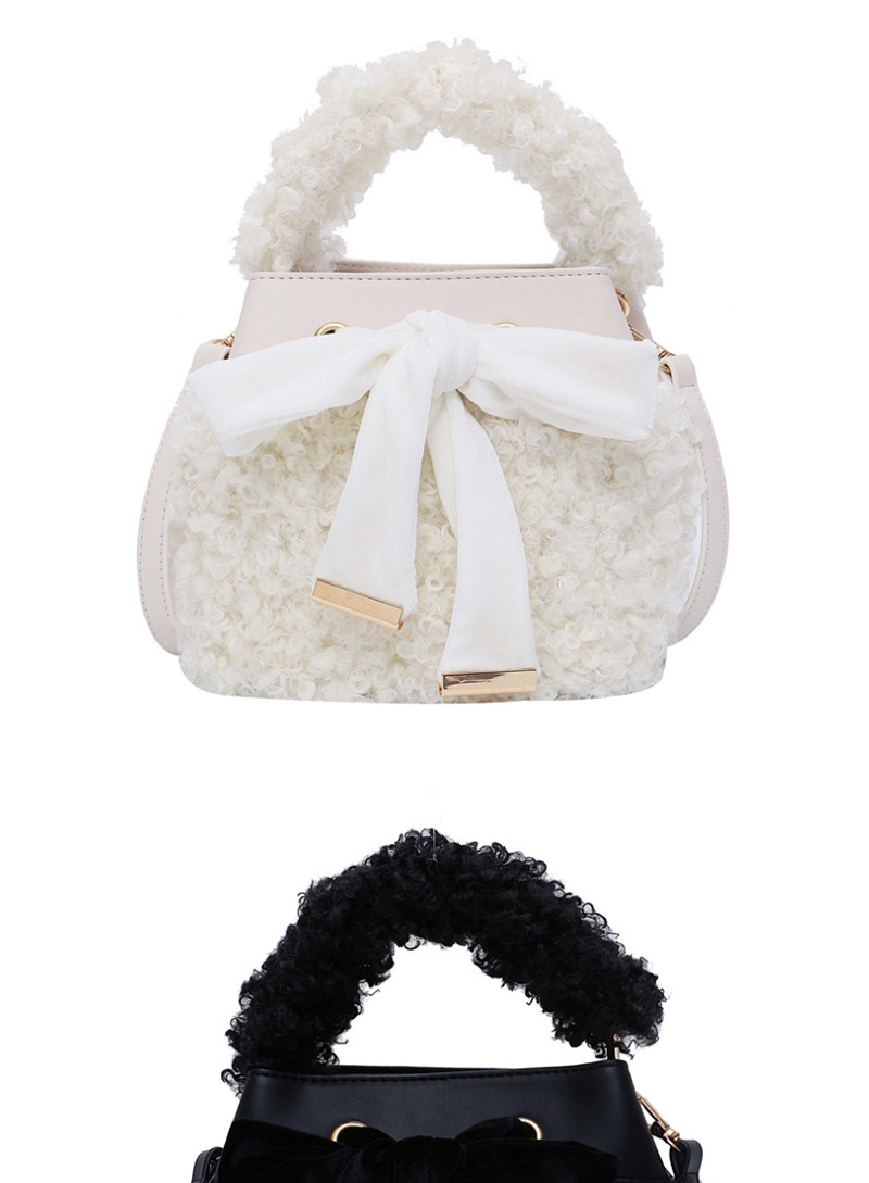 Fashion White Plush Bow One Shoulder Messenger Bag,Handbags