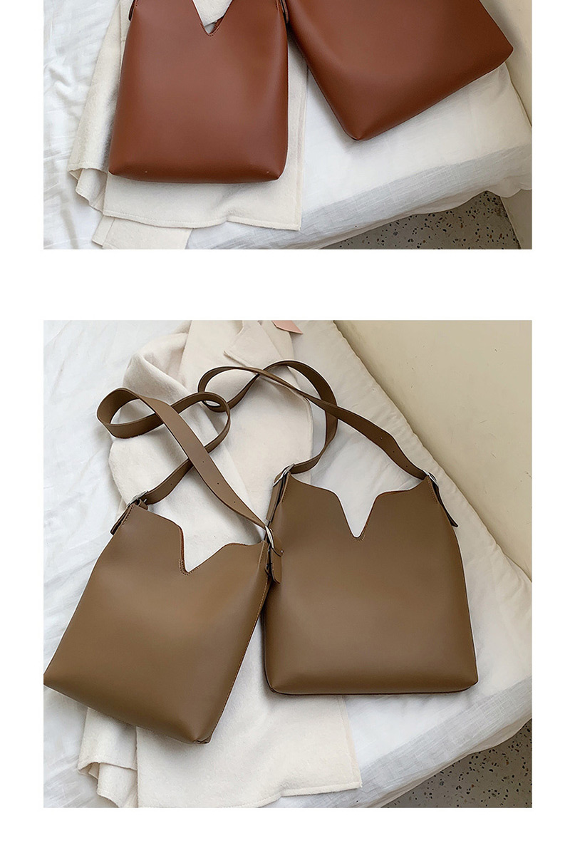 Fashion Large Brown Solid Color Small V Shoulder Messenger Bag,Shoulder bags