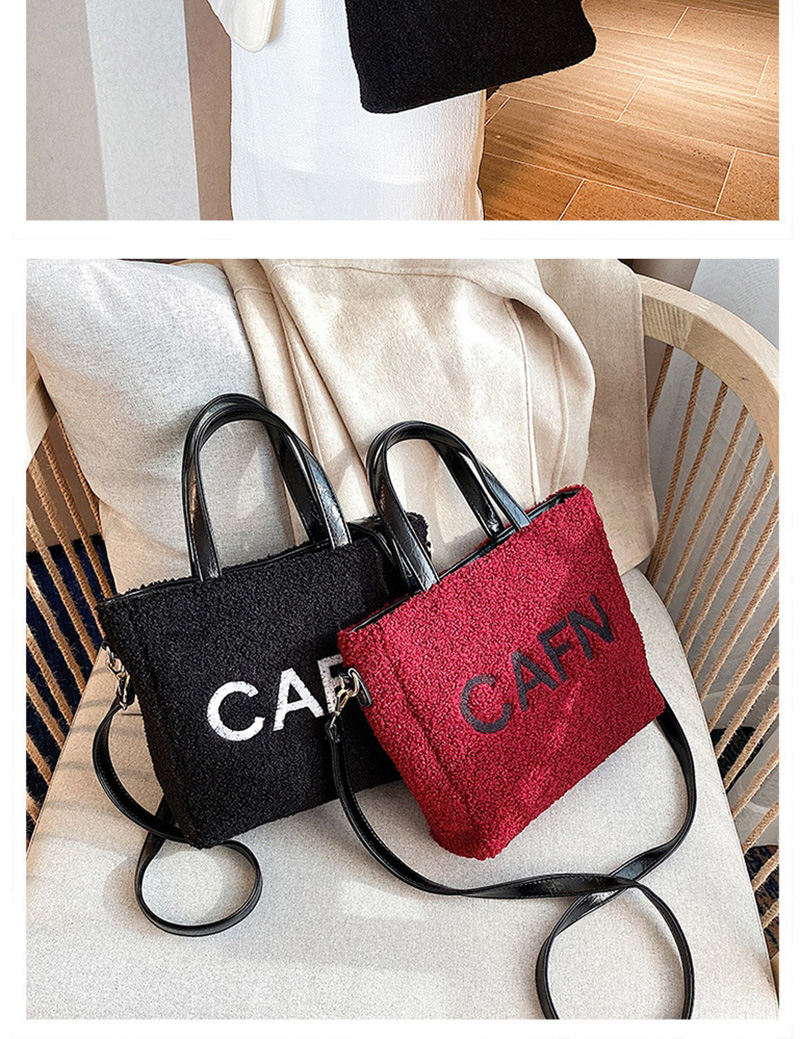 Fashion White Plush Contrast Handbag Shoulder Messenger Bag,Handbags