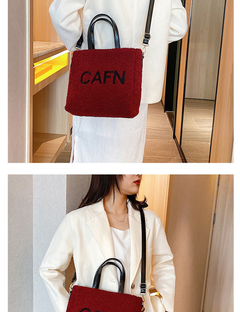 Fashion Brown Plush Contrast Handbag Shoulder Messenger Bag,Handbags