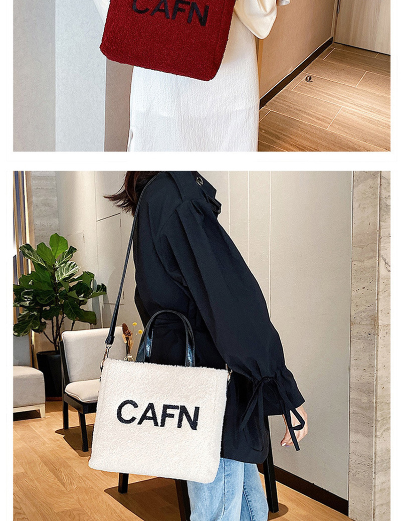 Fashion Black Plush Contrast Handbag Shoulder Messenger Bag,Handbags