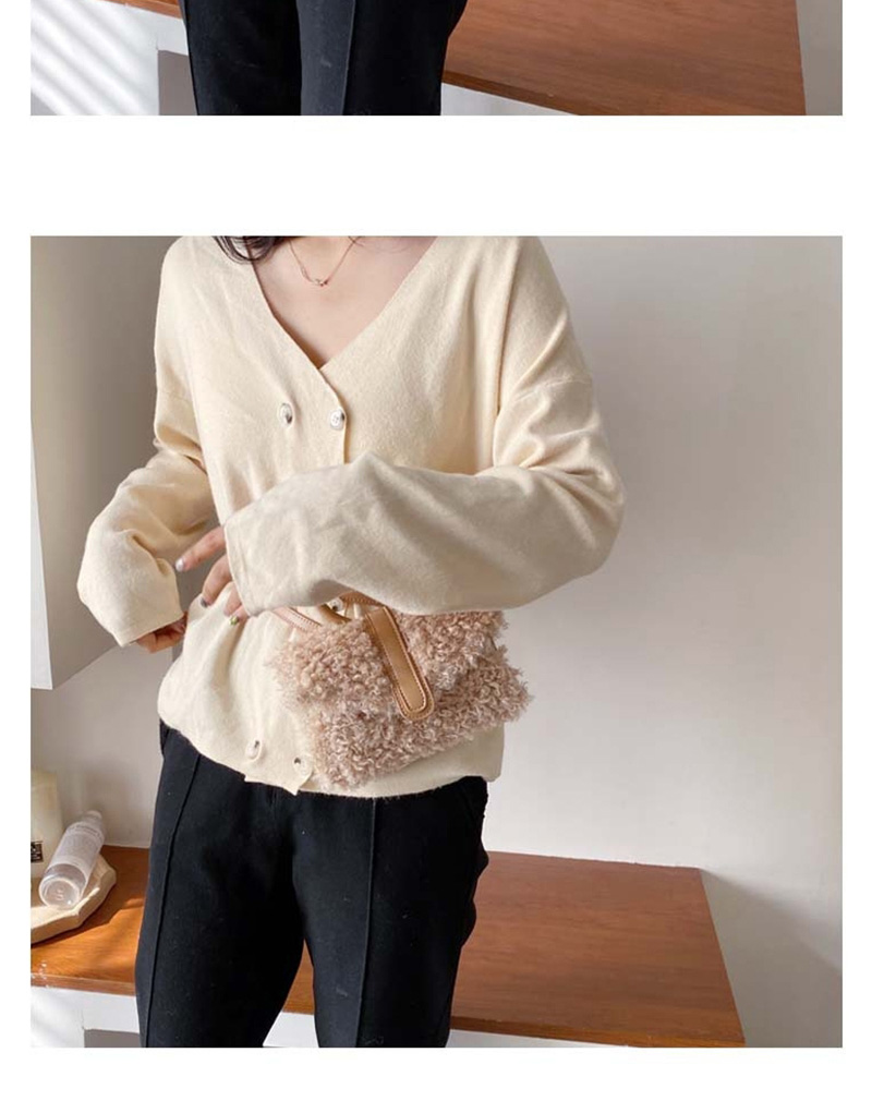 Fashion Khaki Woolen Stitching Shoulder Bag,Handbags