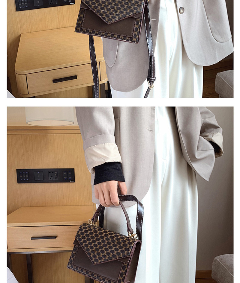 Fashion Coffee Color Contrast Color Hand Shoulder Shoulder Bag,Handbags