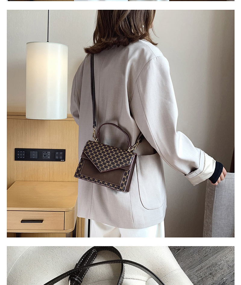 Fashion Coffee Color Contrast Color Hand Shoulder Shoulder Bag,Handbags