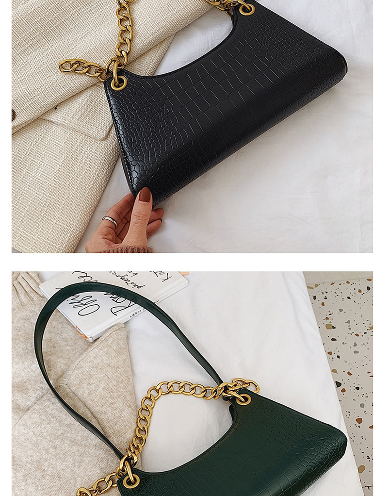 Fashion Green Stone Pattern Chain Backpack,Handbags