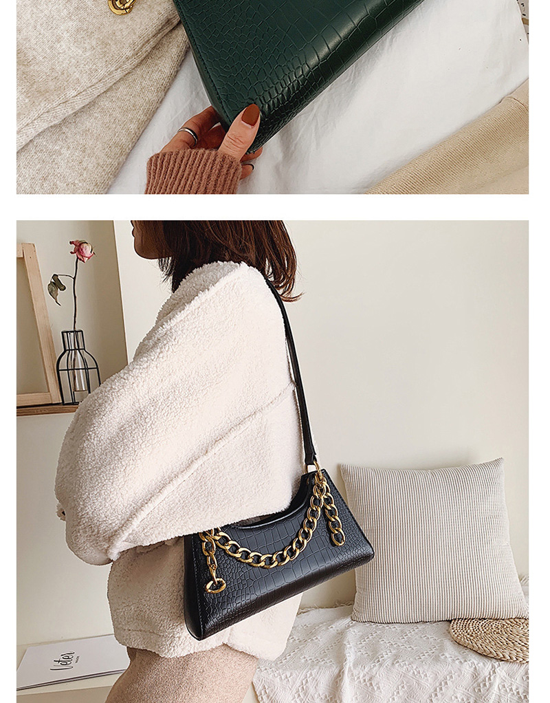 Fashion Coffee Color Stone Pattern Chain Backpack,Handbags