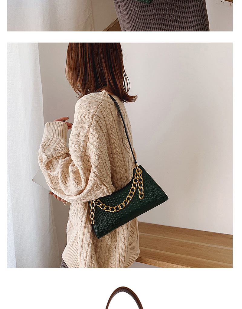 Fashion Green Stone Pattern Chain Backpack,Handbags