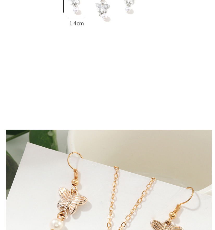 Fashion Gold Butterfly Necklace Pearl Earring Set,Jewelry Sets