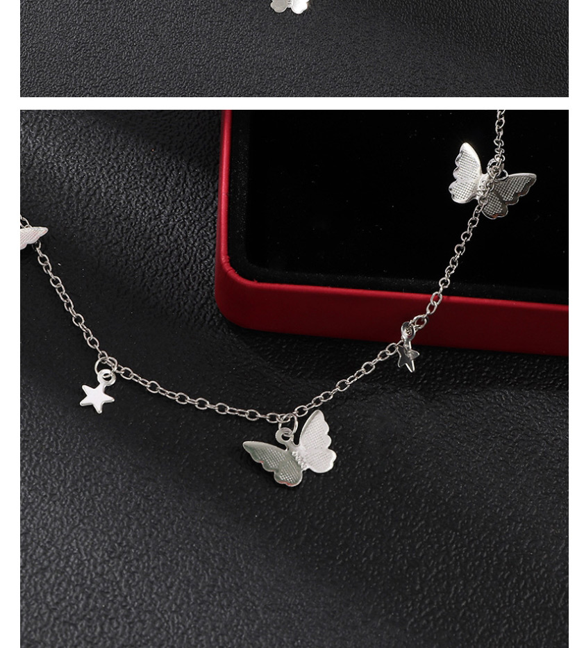 Fashion silver color Butterfly Pentagram Necklace,Pendants