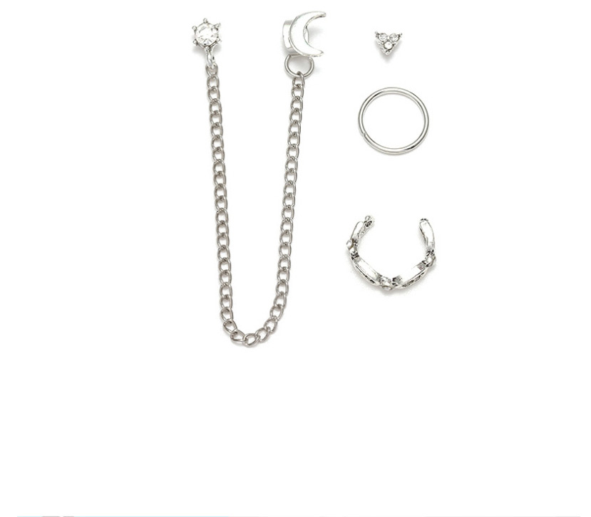 Fashion White K Moon Love C-shaped Earrings Set,Earrings set