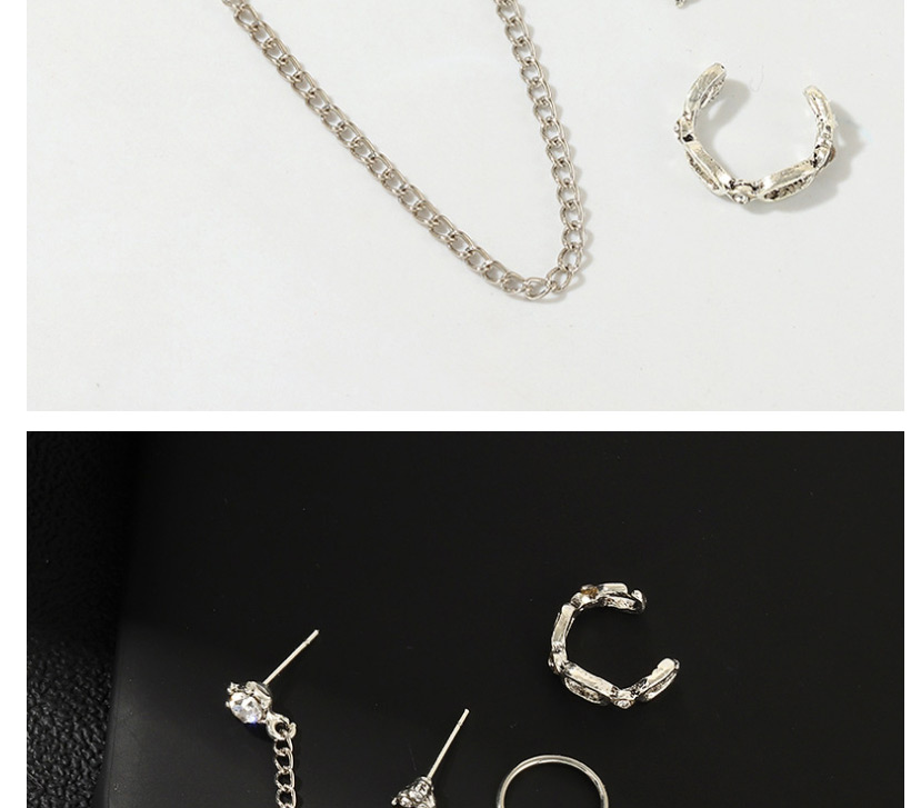 Fashion White K Moon Love C-shaped Earrings Set,Earrings set