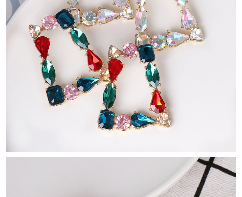 Fashion Ab Color Geometric Alloy Diamond Stud Earrings,Stud Earrings
