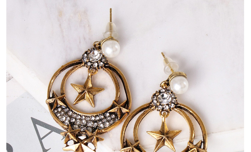 Fashion Gold Geometric Five-pointed Star Stud,Drop Earrings