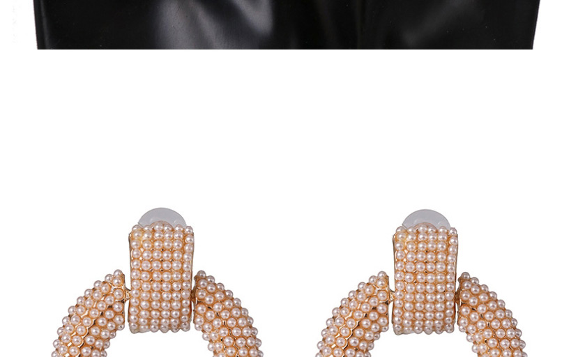 Fashion Gold Geometric Round Micro-set Pearl Earrings,Drop Earrings