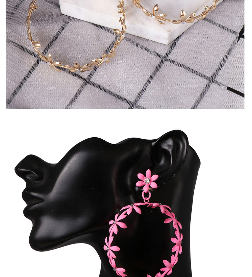 Fashion Pink Openwork Painted Flower Irregular Petal Earrings,Drop Earrings