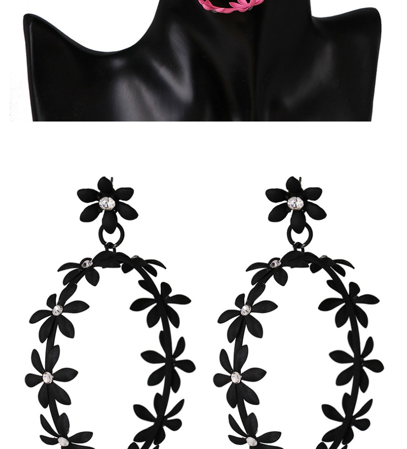 Fashion Black Openwork Painted Flower Irregular Petal Earrings,Drop Earrings