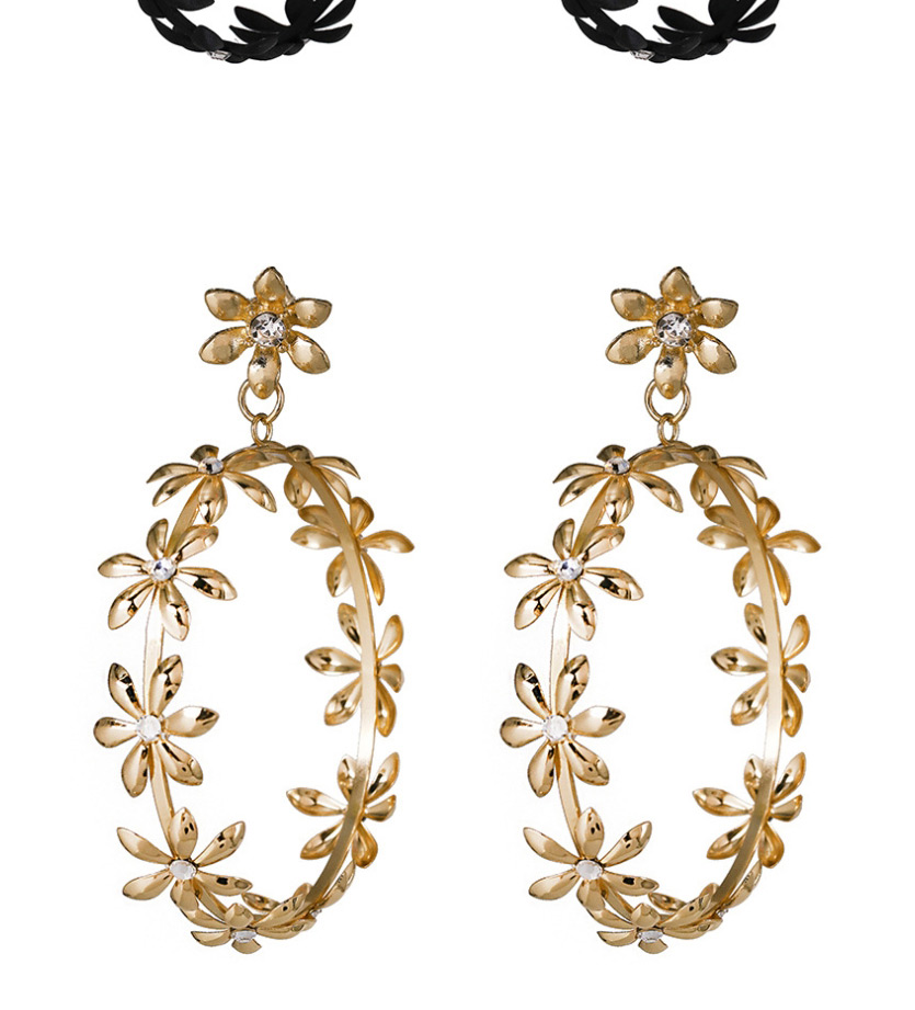 Fashion Black Openwork Painted Flower Irregular Petal Earrings,Drop Earrings